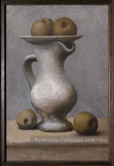 Nature morte au pichet et aux pommes 1913 cubiste Pablo Picasso Peintures à l'huile
